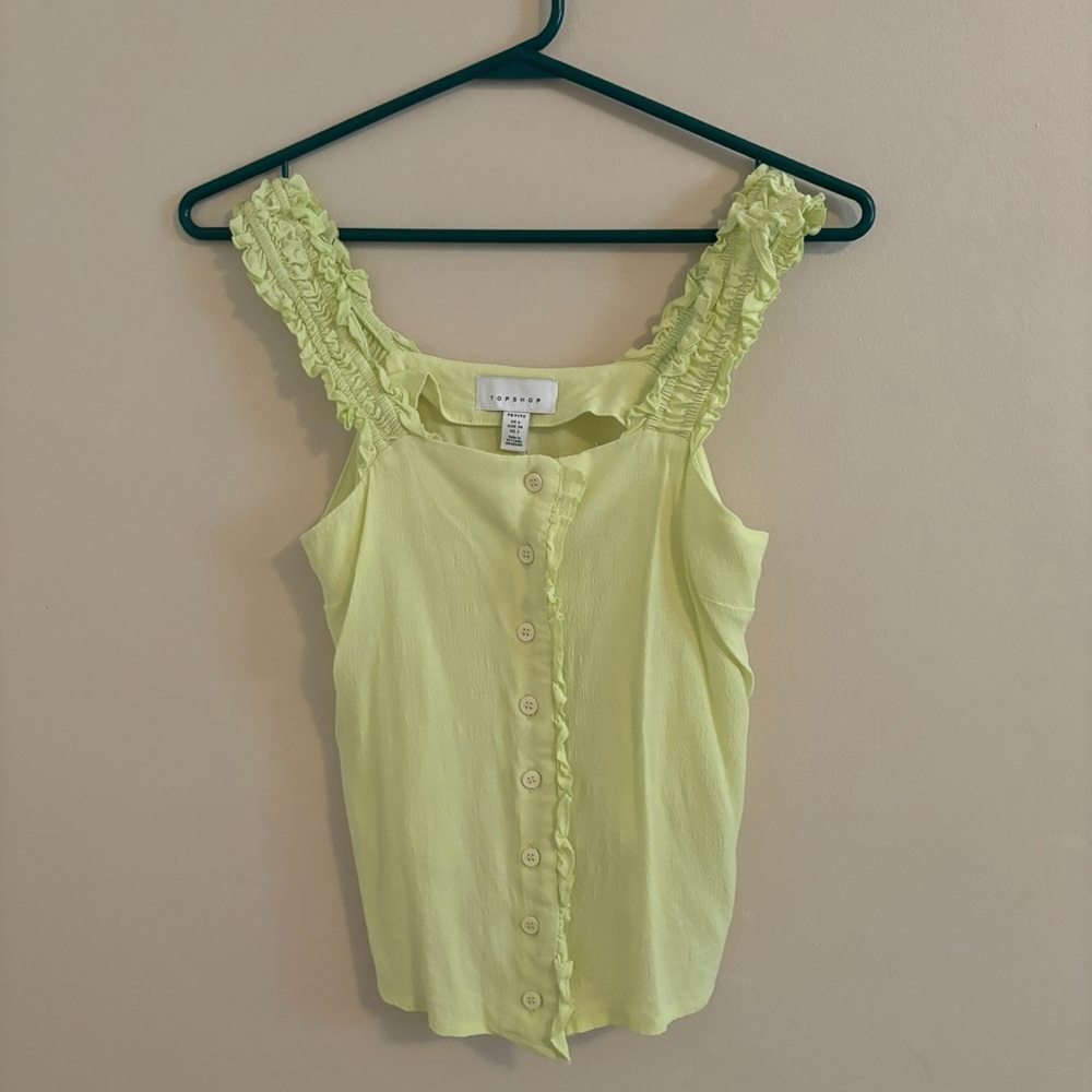 Lime Green Ruffled Sleeveless Top